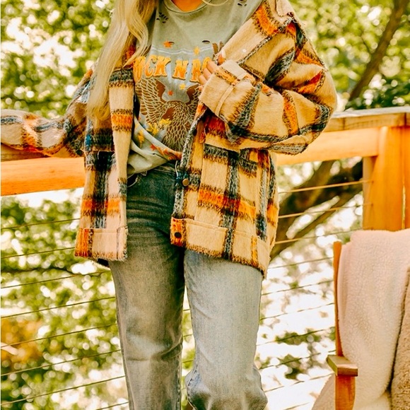 NWT POL CINNAMON BROWN 🤎 PLAID JACKET 🧥 - BROWN🤎 / ICED LATTE, Sz.S, BNWTIB - Picture 8 of 13